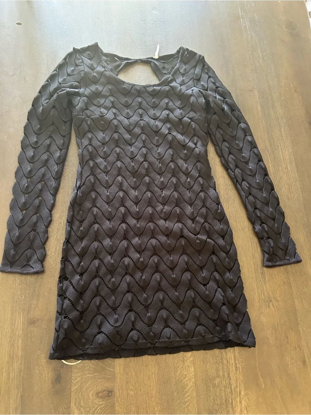 Free People wild thing crochet mini dress black long sleeve